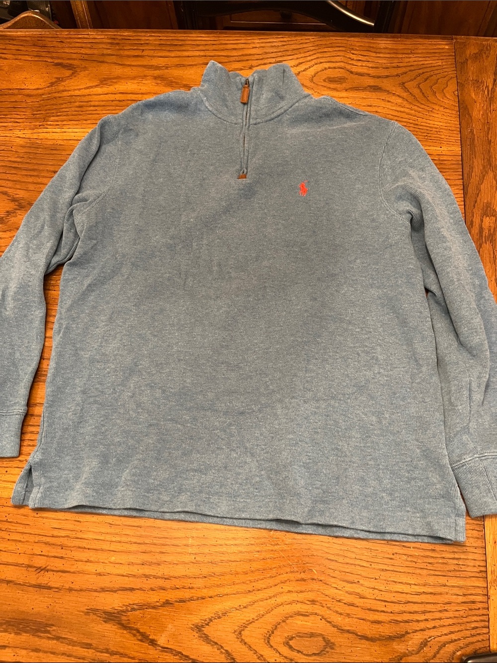 Polo by Ralph Lauren Heather Blue Half-Zip Pullover, size medium